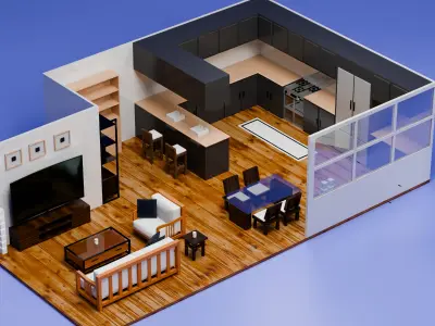 Pack of 3D Scenes Low-poly 3D model