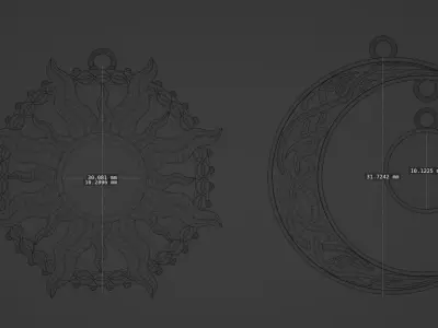 Moon And Sun Earing  3D print model