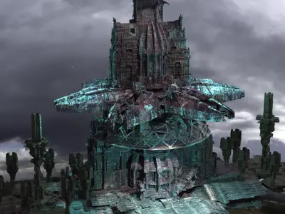 Dark Steampunk Realms tower 3D model