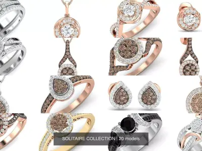 SOLITAIRE COLLECTION diamond rings 3D Model Pack