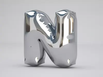 N Balloon Silver 3D model