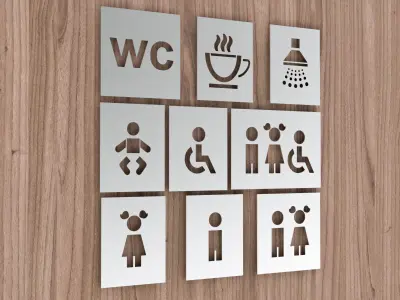 Toilet door sign 3D print model or laser cutting 3D print model