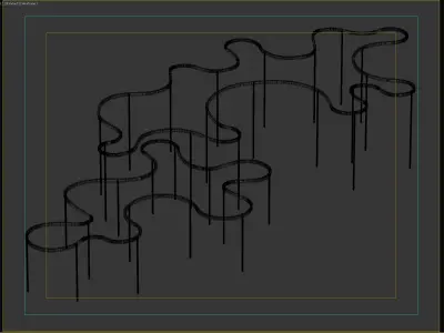 Organic Outdoor Canopy Sunshade with Wooden Decking 3D model