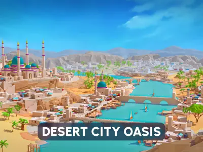 Desert City Oasis Low-poly 3D model