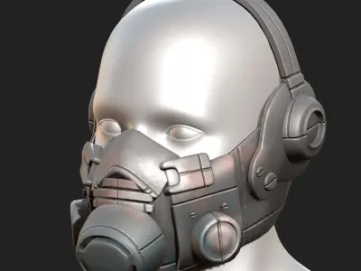 Gas mask helmet respirator plastic scifi military  Low-poly 3D model