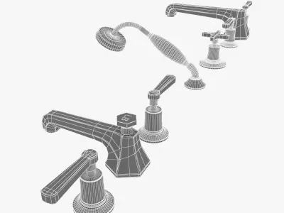 Lefroy Brooks Mackintosh lever 5-hole bath tap set 3D model