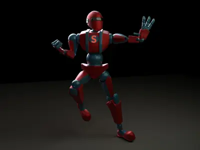 SIMPLE ROBOT CHARACTER RIGGED  Low-poly 3D model