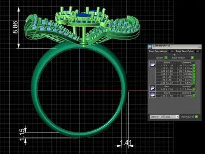 Diamond Ring for Women 3D print model 12