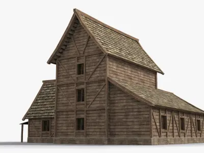 Medieval house x19 Low-poly 3D model