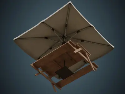 Patio Umbrella 1B Low-poly 3D model