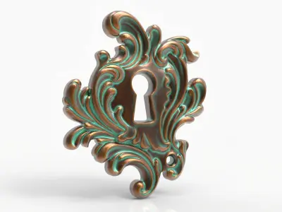 Baroque Keyhole Ornate Rococo Plate Vintage Furniture Detail 3D print model