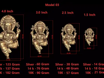 Ganesh Ji Model 03 Light Weight  Models in All Sizes  3D print model