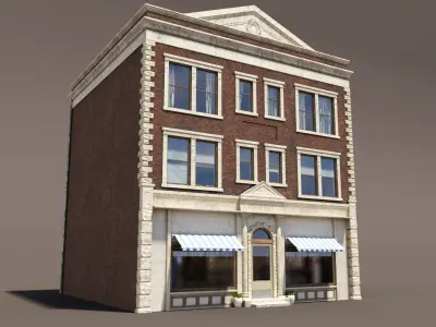 Apartment Building 156 Low Poly 3d Model Low-poly 3D model