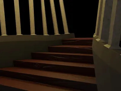 Stairs wooden staircase Low-poly 3D model