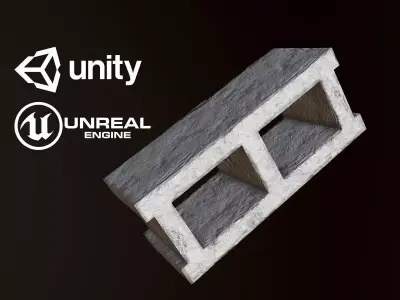Cinderblock - PBR Game Ready concrete block Low-poly 3D model