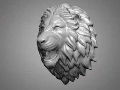 lion head sculpture 3D print model