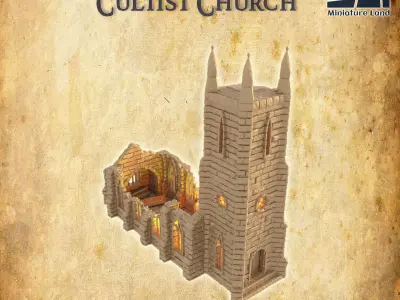 Cultist Church Tabletop Terrain 28 MM 3D print model