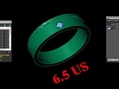 Light Gold Diamond Men Ring 2MR044 3D model