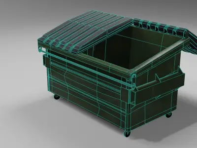 Dumpster garbage bin on wheels 3D model