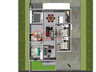House 12x19m code 528 - Sketchup 3D model 3D model 3D model