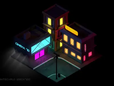 Isometric SCI-FI Low-poly 3D model
