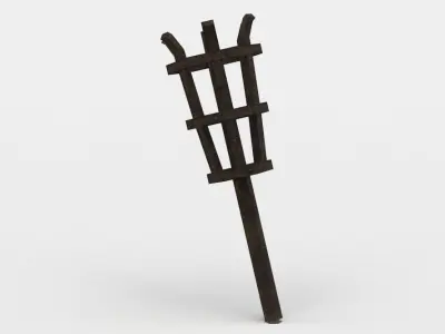 Torch wooden basket Low-poly 3D model