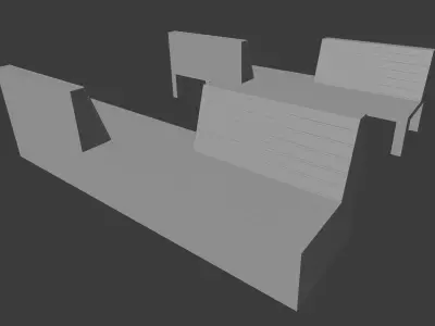 Outdoor park long chairs 3D model