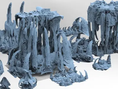 Wraith Hive Alien Platform huge Full Kitbash 3D model