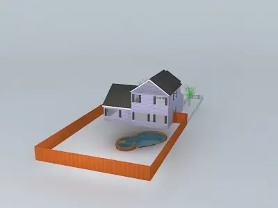 A small colonial house exterior Free 3D model