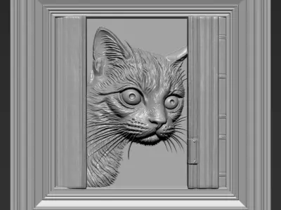 Cat Looking Out the Window A57 3D print model purchase