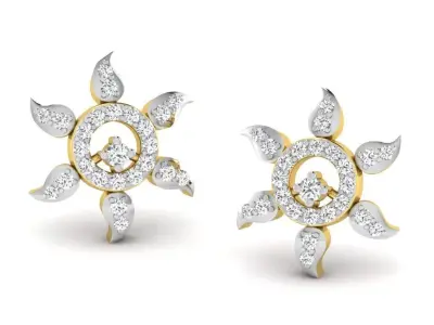 Gold Diamond Women Earring 3D print Model 3D print model 46