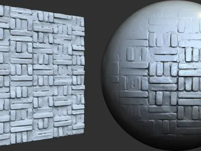 Brick Pattern Brushes Noise and Height Map Low-poly 3D model