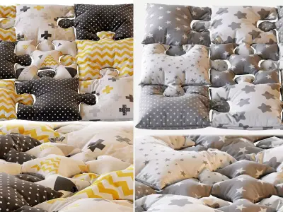 Baby Playmat with Star  Puzzle floor pillows 3D model