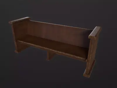 Church Pew 3D Model Low-poly 3D model