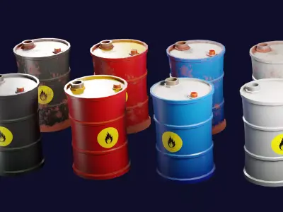 Stylized Low-poly Oil Barrel 3D Model Low-poly 3D model