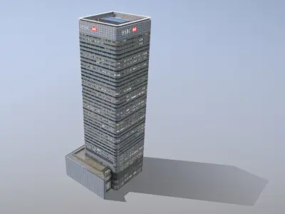 London 8 Canada Square HSBC Low-poly 3D model