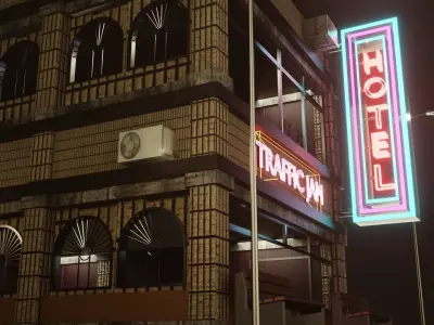 Hotel building 3D Model Free low-poly 3D model