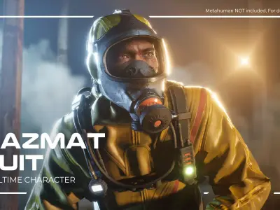 Hazmat Protective Suit in 5 colors for Metahumans Low-poly 3D model
