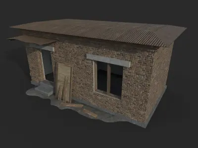 Abandoned Military Checkpoint Low-poly 3D model