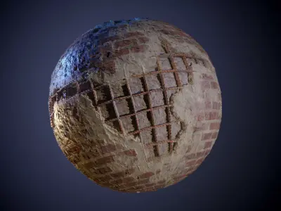 Brick Damaged Decay Rebar Seamless PBR Texture Texture