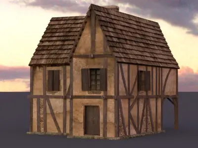 Medieval House Low-poly 3D model