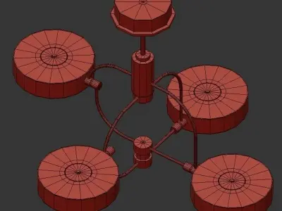 SL013 modern chandelier in brass 3D model