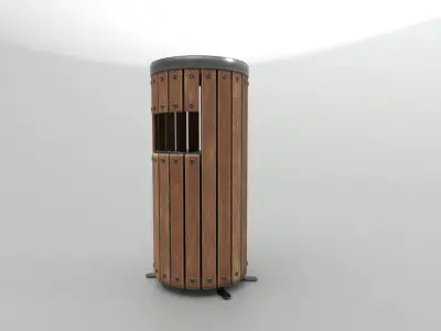 Modern Timber Street bin Vol 09 Game Ready PBR Low-poly 3Dmodel Low-poly 3D model