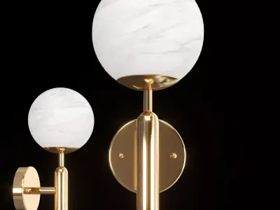 LIVIAN wall lamp in gold and marble 3D model