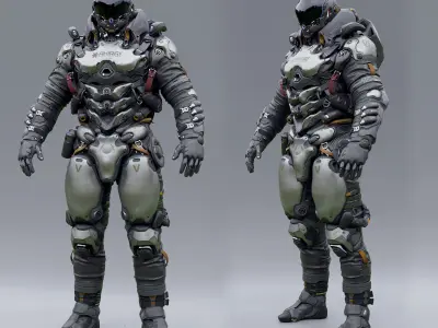 Space Marine Low-poly 3D model