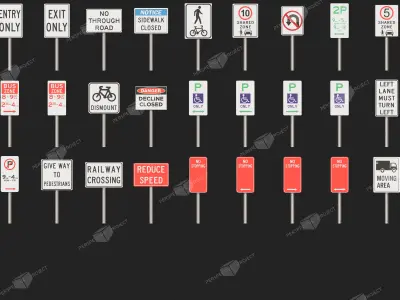 Traffic signs 3 Australia 3D model
