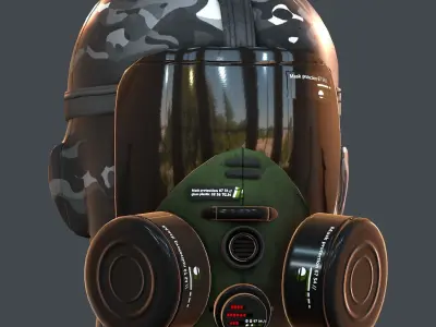 Gas mask helmet 3d model scifi Low-poly  Low-poly 3D model 189
