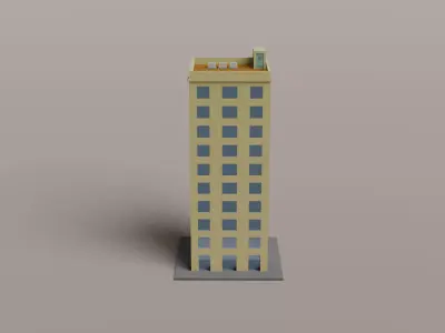 Low Poly Modern City Office Building Low-poly 3D model