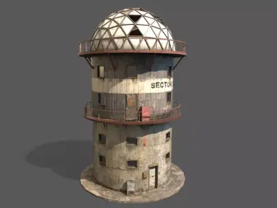 Abandoned Radar Building Low-poly 3D model
