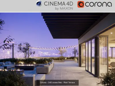 Set 9 - Corona C4D - 4 x Exterior Scenes 3D Model Collection 3D Model Pack